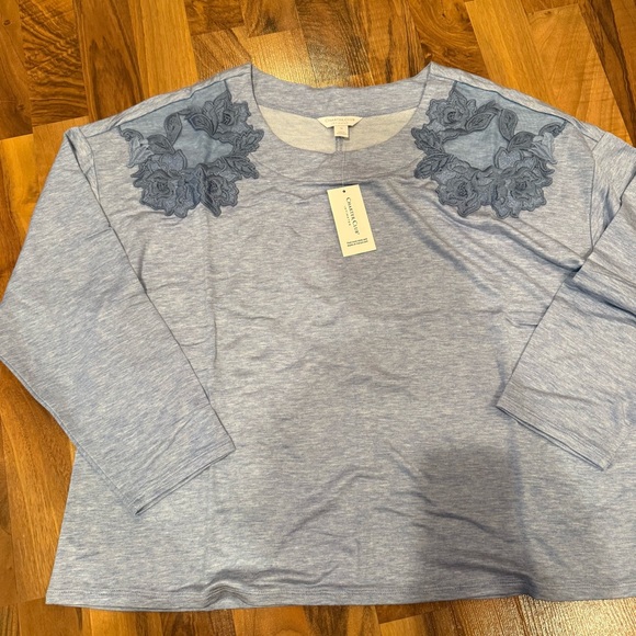 Charter club 2 piece‎ lounge pajama set blue embroidered NWT 1X - Picture 2 of 5